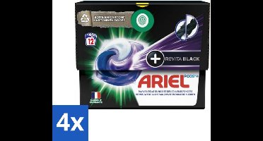 4 x Ariel Revita Black - Wasmiddelcapsules - Pods + - Donkere Was - 12 Wasbeurten - Wasmiddel Capsules - Donkere Was - Wasmiddel Zwart - Wasmiddel Glans - Wasmiddel Energiebesparend