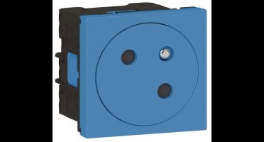 Legrand 077191L Mosaic Link contactdoos 2P+A -vlak- contactdoos op 45°-2 modules blauw