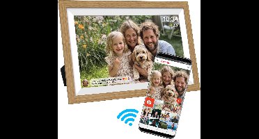 Denver Digitale Fotolijst 15.6 inch - XL - Full HD - Frameo App - Houten lijst - WiFi - 32GB - IPS Touchscreen - PFF1505