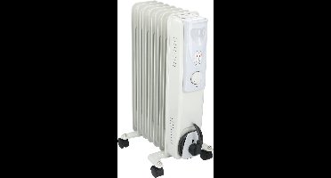 alpina Olieradiator 1500W – Elektrische Verwarming met Thermostaat – Oliegevulde Kachel Elektrisch – Mobiele Olie Radiator op Zwenkwielen – Bijverwarming met Oververhittingsbeveiliging – Wit