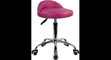 Bureaustoel - met rugleuning - Rol - Hoogte verstelbaar - draaibaar - 44D x 44B x 72H centimeter - staal - Kunstleer - Roze