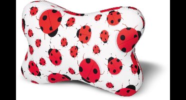 Kuschelmaxx kussen - Sierkussen gevlinderd 22 x 33 cm - lieveheersbeestje-design - Stevig en zacht - Mooie print - Gevuld met microgranulaat - Vormvast & Wasbaar - Ideaal voor op de bank, bed, auto of op reis - Inclusief Wasnet