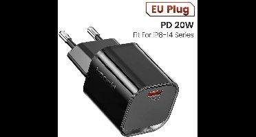 Toocki GaN Snellader | USB-C & USB-A Oplader - Usb Stekker - Oplaad kop - Oplaad blok | Oplaad Adapter | 20W Quick Charger - USB-C & USB-C - 20 watt oplader - PD 3.0 Geschikt Voor Alle Smartphones, Tablets & Laptops- Telefoon Oplader | Zwart