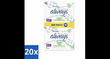 20 x Always - Maandverband - Long - Cotton Protection - Met Vleugels - Maat 2 - 18 Maandverband - Maandverband - Menstruatie - Katoen - Biologisch Katoen - Absorberend Maandverband