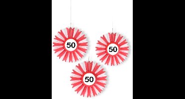Folat - Papieren waaiers Verkeersbord 50 (3 stuks)