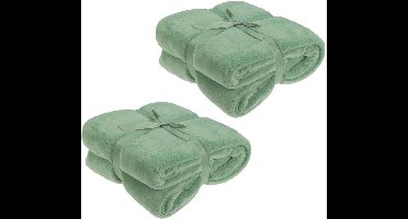 Fleece dekens/plaids - 2x - groen - 180 x 230 cm