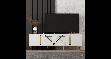 Asir TV Kast - Televisiemeubel - Wit Goud - 150 x 48,2 x 35 cm