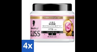 Gliss - Haarmasker - 4in-1 Hair Mask - Voor Zijdezacht en Glanzend Haar - 400 ml - Voordeelverpakking - 4 stuks