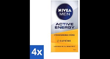 NIVEA MEN - Active Energy - Gezichtscrème met Cafeïne - 50 ml - Voordeelverpakking - 4 stuks