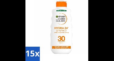 15 x Garnier - Ambre Solaire - Hydraterende Zonnebrand Melk - SPF 30 - 200 ml - Zonnescherm - Zonnebrandmelk - Hydraterende Zonnebrandmelk - SPF 30 - Zonbescherming