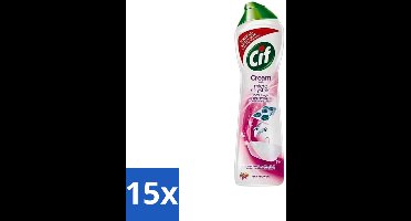 15 x Cif - Badkamer & Keuken - Schuurmiddel - Cream Pink Flower - 500ml - Schuurmiddel Badkamer - Schuurmiddel Keuken - Schuurmiddel - Reinigen - Reinigingsmiddel