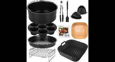 DailySupplies® Airfryer Accessoires - Siliconen Bakje - Bakpapier - Zwart