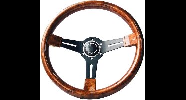 Allecto plus - Universeel 14 inch Vintage Stuurwiel - Walnoot Grip - Houten Wiel - Auto Modificatie