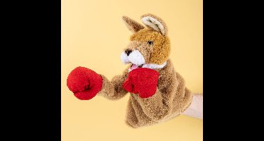 OOTB Boksende handpop Kangoeroe - Pluche knuffel met geluid - 19 x 12 cm