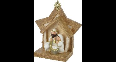 Decoris - Kerststal- Bruin - B14,2 x L15,4 x D6,5 cm
