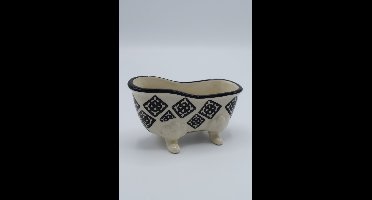 Zeepbakje Zeepschaaltje Badkuip Bad Wit Aardwerk met Motief zwart