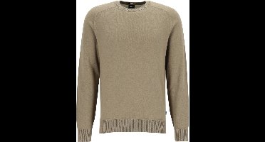 BOSS Hidoneo regular fit trui katoen met wol - heren trui middeldik O-hals - bruin