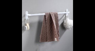 Wandgemonteerde handdoekhouder, meerlaagse handdoekstangen met haken, aluminium handdoekhouder voor badkamer, hotelkeuken, moderne stijl - 50 cm, wit, 1 bank