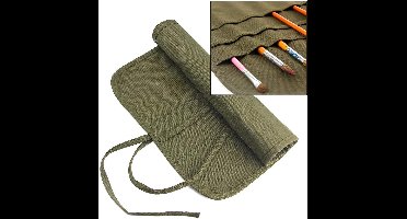 1stuk - Canvas etui Geschikt Voor aquarellen - Penseelhouder Canvas Opslag - Canvas Penseeltas - 22 maten penselen rol canvas - draagbaar etui - Oprolbare Potlodenhouder Etuis - Verfborstelhouder - Pen niet inbegrepen