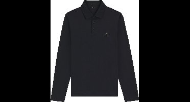 BOSS Paley regular fit polo lange mouw - jersey - donkerblauw