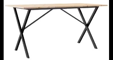 SureDeal® Eetkamertafel 140x80x75 cm - Massief Grenenhout - IJzeren X-Frame - Klassiek - Weerbestendig - Voor Binnen & Buiten