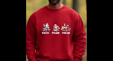 Kersttrui Rood- Maat XXL - Uniseks- foute kersttrui- drink drank drunk. Kerst outfit