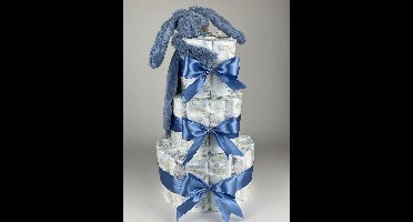 Chouette-Chouette | Luiertaart Jongen | Kraamcadeau | Geboorte Jongen | Babyshower | Tuttle Konijn Richie deep Blue - diep Blauw