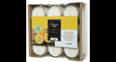 Decoris Geurkaarsen - Citrus Citronella geur - 81x stuks - 4 branduren - kaarsjes