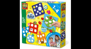 SES Creative - My First - Vormen Plakken - Vormen Leren - 6 bedrukte kaarten inclusief plakvormpjes en vingerlijm – educatief speelgoed vanaf 1 tot 4 jaar