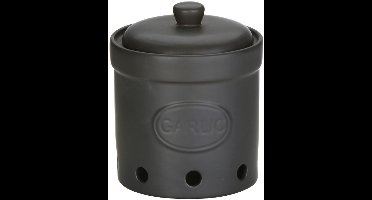 Bia collectie zwart stenen matte voorraadpot voor Knoflook 15 x 16 cm Storage jar in Matte Black for Garlic
