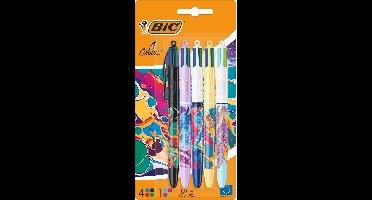 BIC 4 Kleuren - Balpen - Klikmechanisme - Pennen - Medium Punt (1mm) - Pennen - 5 Stuks