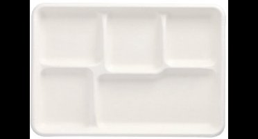 25 Menuschaal, suikerriet pure 5-vaks 2,4 cm x 21,6 cm x 31,7 cm wit