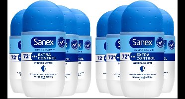 Sanex Deo Roller Dermo Extra Control - 8 x 50 ml - Anti Irritatie - 72H Formule - Anti Perspirant