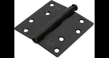 Scharnier - Rechte hoeken - 89x89mm - Losse pen - Staal - Zwart