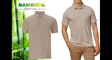 Bamboo Elements - Polo Shirt Heren - Dark Sand Beige XXXL - Polo Heren - Korte Mouw - Pique Stof - T Shirt Heren - Bamboe