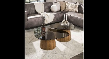 Salontafel Tinto driehoekig glas set van 2 - Brons glas