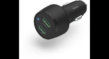 Hama 45W Auto oplader - 2x USB-C PD - Zwart
