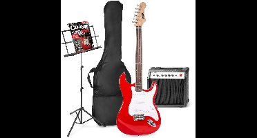 Elektrische gitaar met gitaar versterker - MAX Gigkit 4/4 - Perfect voor beginners - incl. muziekstandaard, gitaar stemapparaat, gitaartas en plectrum - Rood