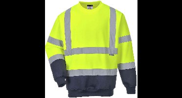 Portwest Tweekleuren Hi-Vis Sweatshirt B306 - Geel/Marine - XXXL