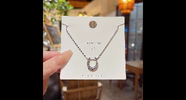 Gading Dames Ketting – Hoefijzervormige Gelukshanger – zilverkleurig- RVS (40+5cm)