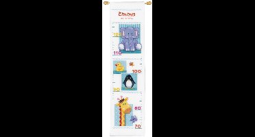 Vervaco - Telpakket kit - Geboorte - Groeimeter - Baby diertjes - PN-0148509 - Borduren - Borduurpakket - Borduurpakket geboorte - Borduurpakket volwassenen