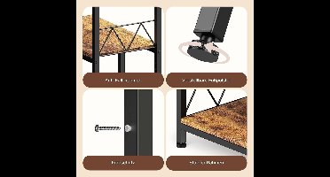 Industriële boekenkast met 5 lagen van metaal en hout – Open staande opbergkast voor woonkamer, kantoor of gang – Vintage retro boekenkast met verstelbare poten, kantelbeveiliging en gepoedercoat stalen frame