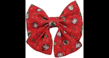 Kerst Damesstrikje Voor Honden - Feestelijk Strikje Voor Teefjes - Rood - Kerstmis - Kerstkabouters - Gnomey Glamour - Paw My God! - Maat L