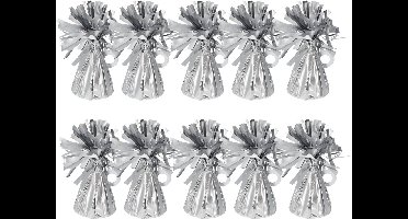 Folat Ballon gewichtjes - 10x - mat zilver - 170 gram - helium ballontrosjes