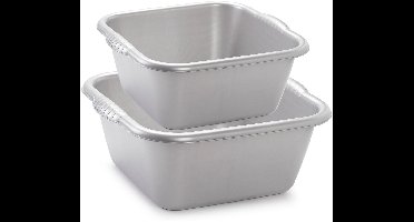 Plasticforte afwasteilen set - afwasbak - kunststof - 10 en 15 liter - Zilver - huishoud emmers