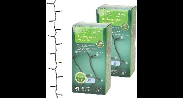 Lumineo kerstverlichting - 2x stuks - batterij - 48 led lampjes - helder wit - 400 cm