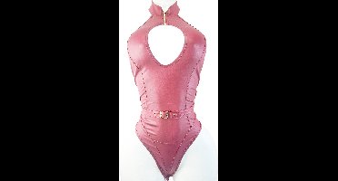 Jumpsuit - Maat onesize - wetlook rood pak Sexy body