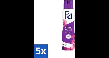 5 x Fa - Deodorant Spray - Mystic Moments - Passiebloem geur - 48 uur Bescherming - 150 ml - Deodorant Spray - Passiebloem Geur - 48 Uur Bescherming - Geurveroorzakende Bacteriën - Dermatologisch Getest