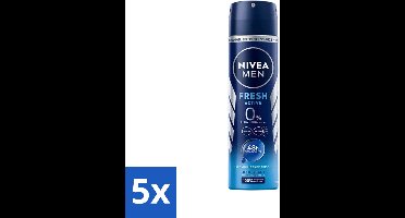 5 x Nivea - Men - Deo Spray - Fresh Active - 48 Uur Lang Werkend - 150 ml - 48 Uur Langwerking - Deodorant Spray - Mannelijke Geur - Zweetbescherming - Frisheid