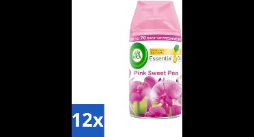 12 x Air Wick - Luchtverfrisser Navulling - Essentiële Oliën - Pink Sweet Pea - Automatische Spray - 250 ml - Air Wick Freshmatic Max - Pink Sweet Pea - Geur - Essentiële Oliën - Geurverspreiding